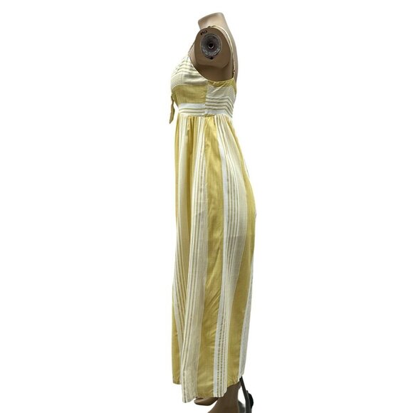 Striped Sleeveless Knot Front Jumpsuit White Yellow By Skylar + Madison Small - Picture 4 of 11